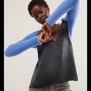 Free People Blue Cropped Shrug Sweater